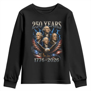 Founding Fathers USA 250th Anniversary Youth Sweatshirt Vintage 250 Years 1776 2026 Patriotic Eagle American Flag