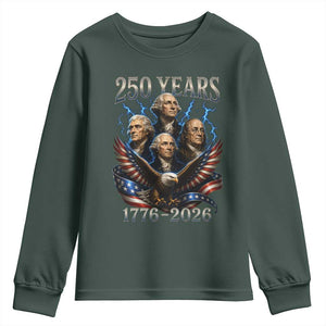 Founding Fathers USA 250th Anniversary Youth Sweatshirt Vintage 250 Years 1776 2026 Patriotic Eagle American Flag