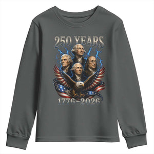 Founding Fathers USA 250th Anniversary Youth Sweatshirt Vintage 250 Years 1776 2026 Patriotic Eagle American Flag