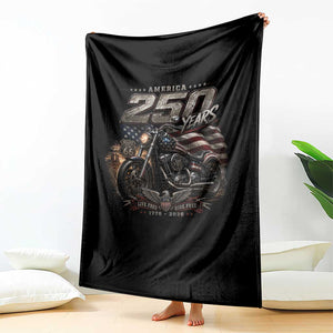 Retro Biker USA 250th Anniversary Throw Blanket Vintage Motorcycle American Flag Route 66 Highway