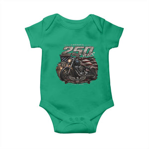 Retro Biker USA 250th Anniversary Baby Onesie Vintage Motorcycle American Flag Route 66 Highway