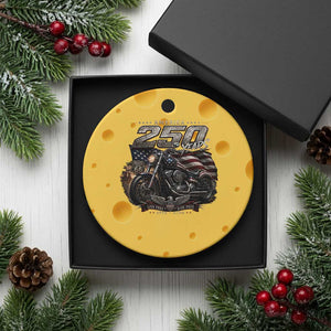 Retro Biker USA 250th Anniversary Ceramic Ornament Vintage Motorcycle American Flag Route 66 Highway