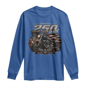 Retro Biker USA 250th Anniversary Long Sleeve Shirt Vintage Motorcycle American Flag Route 66 Highway
