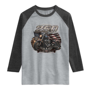 Retro Biker USA 250th Anniversary Raglan Shirt Vintage Motorcycle American Flag Route 66 Highway