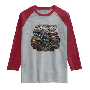 Retro Biker USA 250th Anniversary Raglan Shirt Vintage Motorcycle American Flag Route 66 Highway