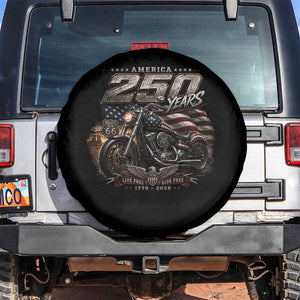 Retro Biker USA 250th Anniversary Spare Tire Cover Vintage Motorcycle American Flag Route 66 Highway