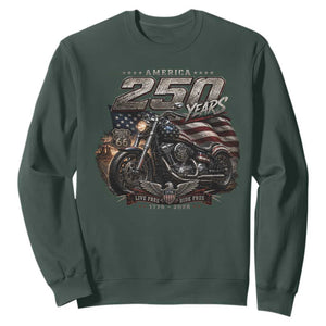 Retro Biker USA 250th Anniversary Sweatshirt Vintage Motorcycle American Flag Route 66 Highway