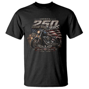 Retro Biker USA 250th Anniversary T Shirt Vintage Motorcycle American Flag Route 66 Highway