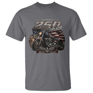 Retro Biker USA 250th Anniversary T Shirt Vintage Motorcycle American Flag Route 66 Highway