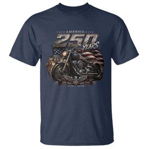 Retro Biker USA 250th Anniversary T Shirt Vintage Motorcycle American Flag Route 66 Highway