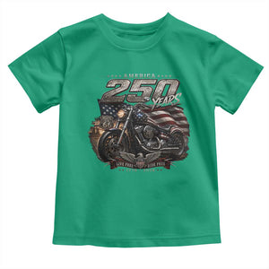 Retro Biker USA 250th Anniversary Toddler T Shirt Vintage Motorcycle American Flag Route 66 Highway