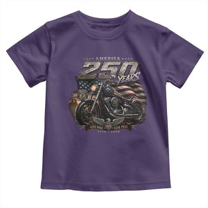 Retro Biker USA 250th Anniversary Toddler T Shirt Vintage Motorcycle American Flag Route 66 Highway