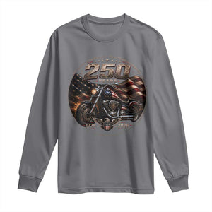 Retro Biker USA 250th Anniversary Long Sleeve Shirt Vintage 250 Years 1776 2026 Patriotic Motorcycle American Flag