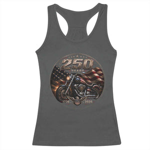 Retro Biker USA 250th Anniversary Racerback Tank Top Vintage 250 Years 1776 2026 Patriotic Motorcycle American Flag