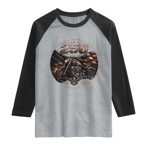 Retro Biker USA 250th Anniversary Raglan Shirt Vintage 250 Years 1776 2026 Patriotic Motorcycle American Flag
