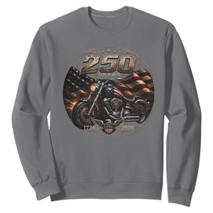 Retro Biker USA 250th Anniversary Sweatshirt Vintage 250 Years 1776 2026 Patriotic Motorcycle American Flag