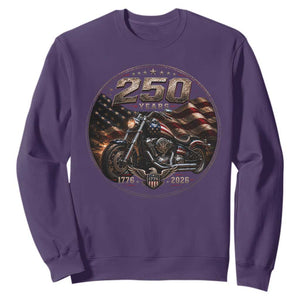 Retro Biker USA 250th Anniversary Sweatshirt Vintage 250 Years 1776 2026 Patriotic Motorcycle American Flag