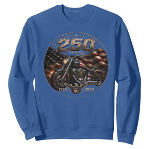 Retro Biker USA 250th Anniversary Sweatshirt Vintage 250 Years 1776 2026 Patriotic Motorcycle American Flag