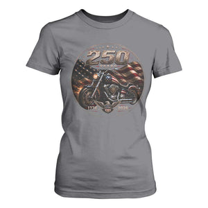 Retro Biker USA 250th Anniversary T Shirt For Women Vintage 250 Years 1776 2026 Patriotic Motorcycle American Flag