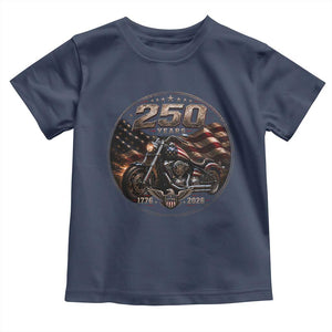 Retro Biker USA 250th Anniversary Toddler T Shirt Vintage 250 Years 1776 2026 Patriotic Motorcycle American Flag
