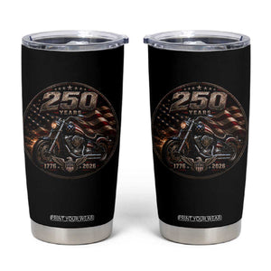 Retro Biker USA 250th Anniversary Tumbler Cup Vintage 250 Years 1776 2026 Patriotic Motorcycle American Flag