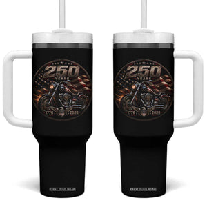 Retro Biker USA 250th Anniversary Tumbler With Handle Vintage 250 Years 1776 2026 Patriotic Motorcycle American Flag
