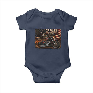 Retro Biker USA 250th Anniversary Baby Onesie American Flag Motorcycle Eagle Independence Day