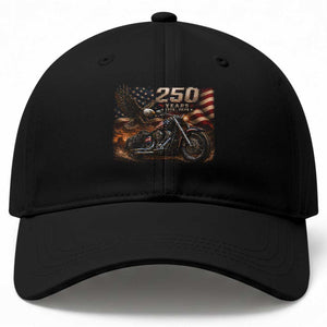 Retro Biker USA 250th Anniversary Baseball Cap American Flag Motorcycle Eagle Independence Day