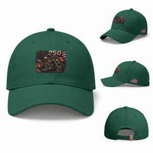 Retro Biker USA 250th Anniversary Baseball Cap American Flag Motorcycle Eagle Independence Day