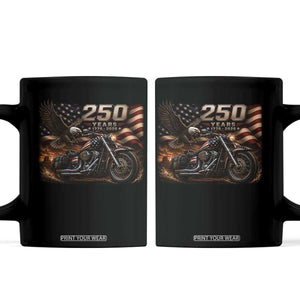 Retro Biker USA 250th Anniversary Coffee Mug American Flag Motorcycle Eagle Independence Day