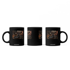 Retro Biker USA 250th Anniversary Coffee Mug American Flag Motorcycle Eagle Independence Day
