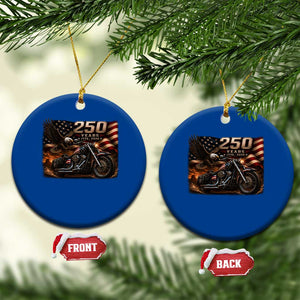 Retro Biker USA 250th Anniversary Ceramic Ornament American Flag Motorcycle Eagle Independence Day