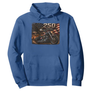 Retro Biker USA 250th Anniversary Hoodie American Flag Motorcycle Eagle Independence Day