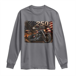 Retro Biker USA 250th Anniversary Long Sleeve Shirt American Flag Motorcycle Eagle Independence Day