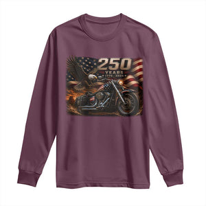 Retro Biker USA 250th Anniversary Long Sleeve Shirt American Flag Motorcycle Eagle Independence Day