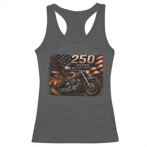 Retro Biker USA 250th Anniversary Racerback Tank Top American Flag Motorcycle Eagle Independence Day