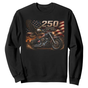 Retro Biker USA 250th Anniversary Sweatshirt American Flag Motorcycle Eagle Independence Day