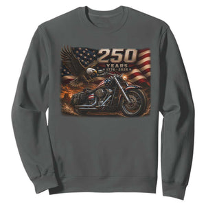 Retro Biker USA 250th Anniversary Sweatshirt American Flag Motorcycle Eagle Independence Day