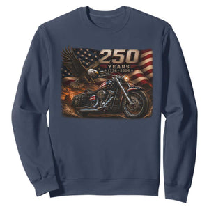 Retro Biker USA 250th Anniversary Sweatshirt American Flag Motorcycle Eagle Independence Day