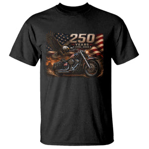 Retro Biker USA 250th Anniversary T Shirt American Flag Motorcycle Eagle Independence Day