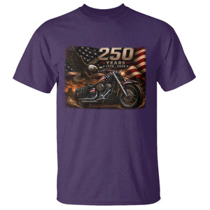 Retro Biker USA 250th Anniversary T Shirt American Flag Motorcycle Eagle Independence Day