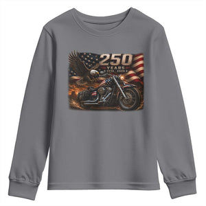 Retro Biker USA 250th Anniversary Youth Sweatshirt American Flag Motorcycle Eagle Independence Day