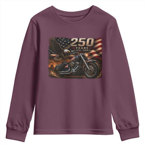 Retro Biker USA 250th Anniversary Youth Sweatshirt American Flag Motorcycle Eagle Independence Day