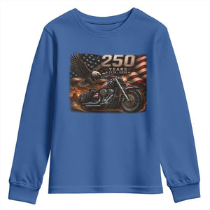 Retro Biker USA 250th Anniversary Youth Sweatshirt American Flag Motorcycle Eagle Independence Day