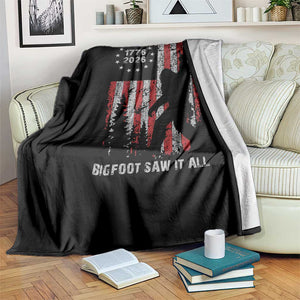 Bigfoot Sasquatch USA 250th Anniversary Throw Blanket Retro Bigfoot Saw It All 250 Years 1776 2026 4th of July