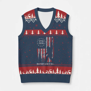 Bigfoot Sasquatch USA 250th Anniversary V-Neck Knit Sweater Vest Retro Bigfoot Saw It All 250 Years 1776 2026 4th of July