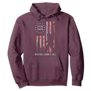 Bigfoot Sasquatch USA 250th Anniversary Hoodie Retro Bigfoot Saw It All 250 Years 1776 2026 4th of July