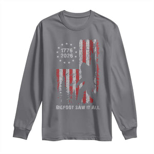 Bigfoot Sasquatch USA 250th Anniversary Long Sleeve Shirt Retro Bigfoot Saw It All 250 Years 1776 2026 4th of July