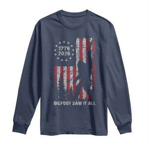 Bigfoot Sasquatch USA 250th Anniversary Long Sleeve Shirt Retro Bigfoot Saw It All 250 Years 1776 2026 4th of July