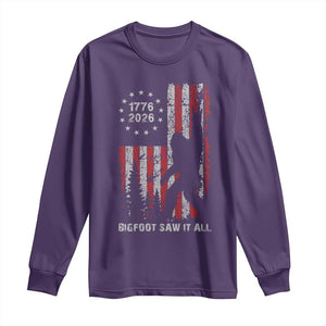 Bigfoot Sasquatch USA 250th Anniversary Long Sleeve Shirt Retro Bigfoot Saw It All 250 Years 1776 2026 4th of July
